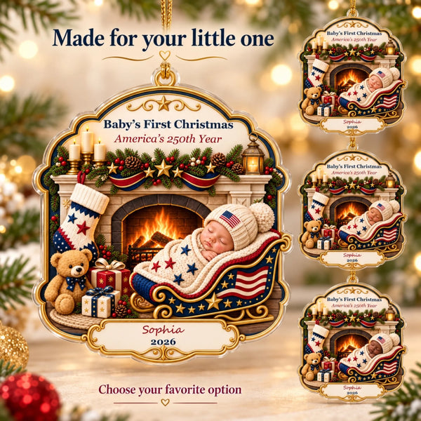 Baby’s First Christmas America 250th Ornament – Personalized Acrylic Ornament